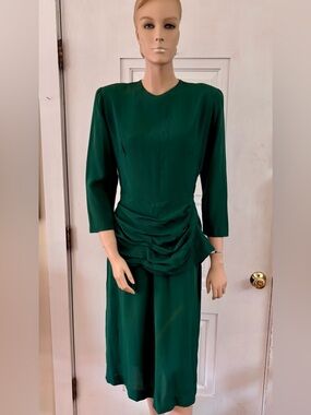 Vintage Rockabilly green draped midi dress